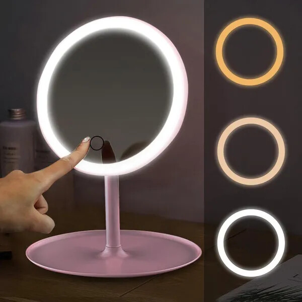 Mirror With Led Light Makeup Mirror Stand For Cosmetics, 46% OFF