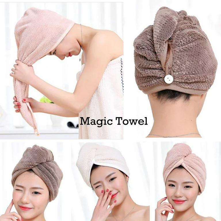 Quick Dry Twist Hair Turban Towel Microfiber Magic Hair Wrap Bath Towel Cap Hat